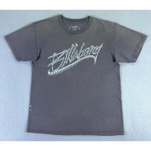 Billabong Shirt Mens Medium Grey Faded Skeleton Y2K Surf Skate Thrashed